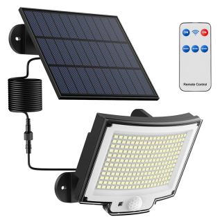 228 LED соларна лампа с датчик за движение и дистанционно | IP65, 3 режима, 2200mAh