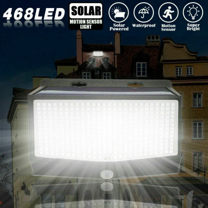 Соларна лампа с датчик за движение и 468 LED светлини