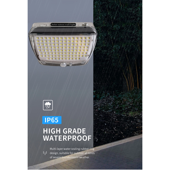 Соларна LED лампа със сензор за движение – 160 LED, 3 режима, IP65